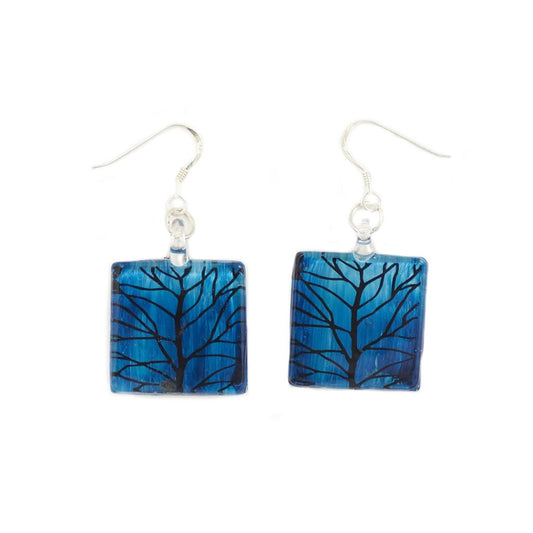 A beautiful hand-made lampwork glass earring individually painted. With sterling sliver hooks.