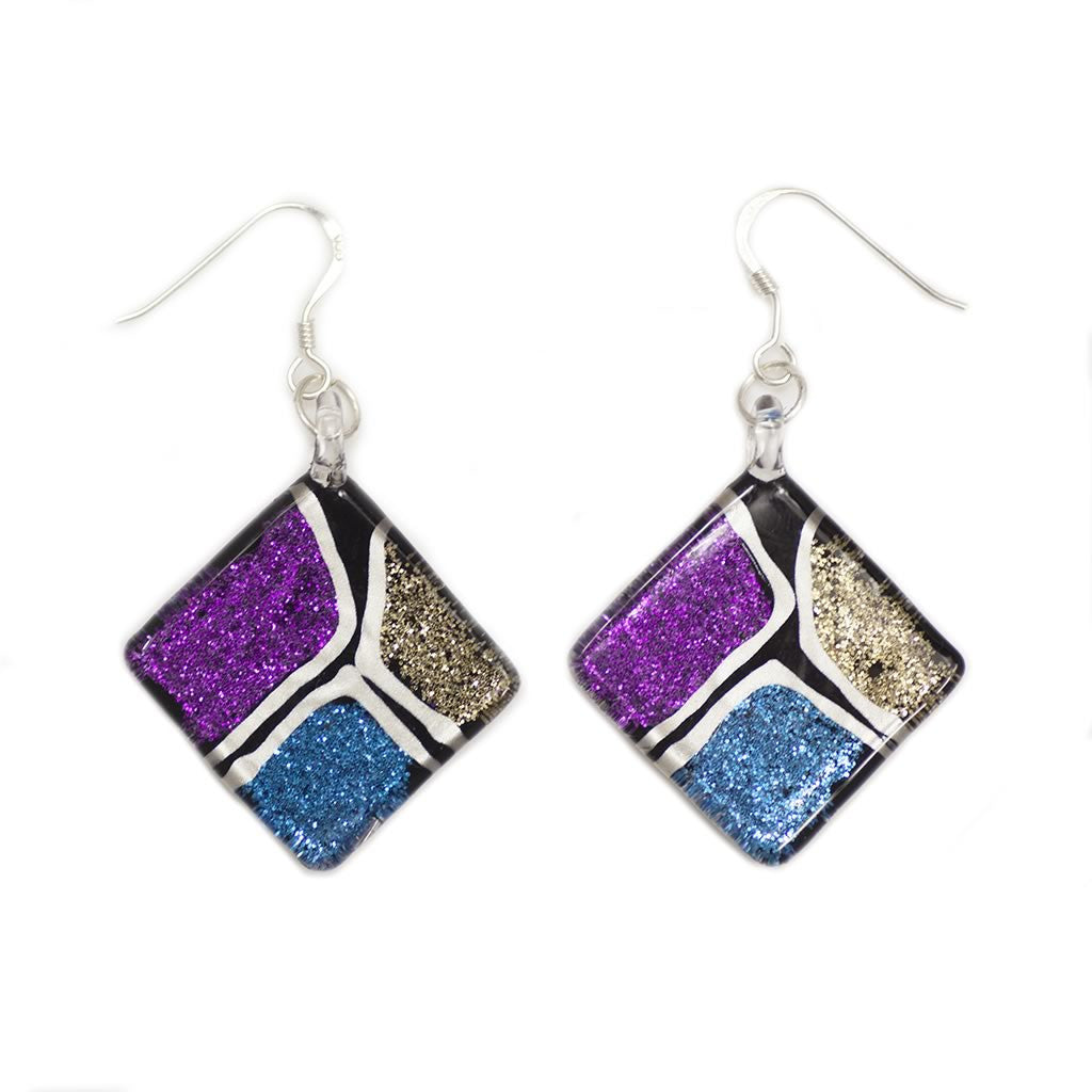 A beautiful hand-made lampwork glass earring individually painted. With sterling sliver hooks.