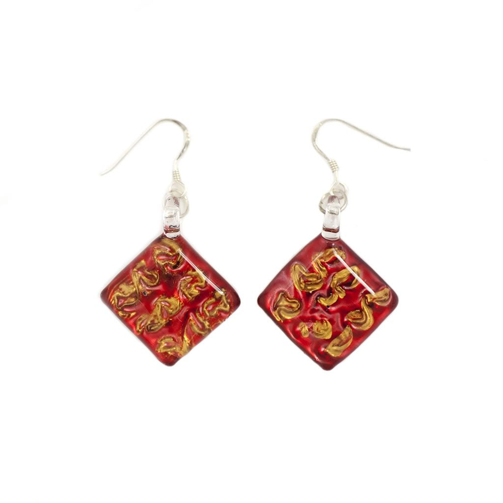 A beautiful hand-made lampwork glass earring individually painted. With sterling sliver hooks.