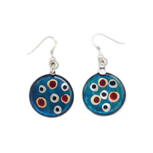 A beautiful hand-made lampwork glass earring individually painted. With sterling sliver hooks.