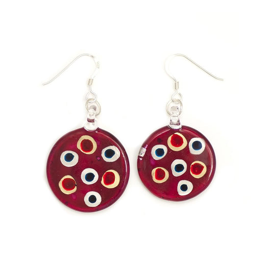 A beautiful hand-made lampwork glass earring individually painted. With sterling sliver hooks.
