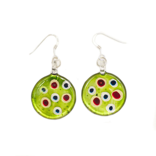 A beautiful hand-made lampwork glass earring individually painted. With sterling sliver hooks.