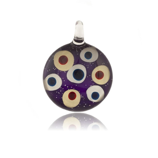 A beautiful hand-made lampwork glass pendant individually painted. Comes with a leather suede cord necklace.