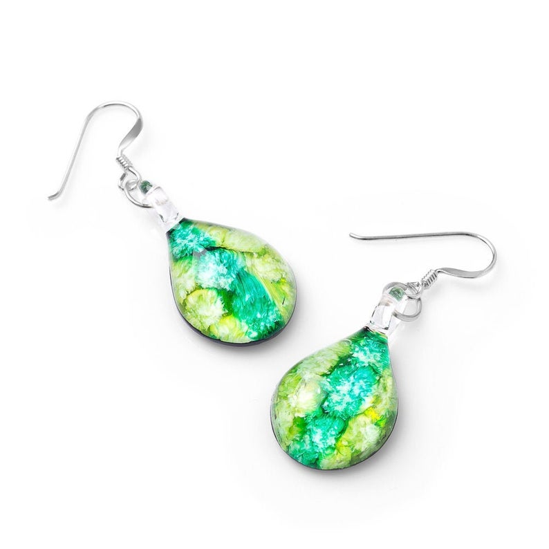 SWE559 - Green Glass Teardrop Drop Earring