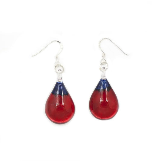 A beautiful hand-made lampwork glass earring individually painted. With sterling sliver hooks.