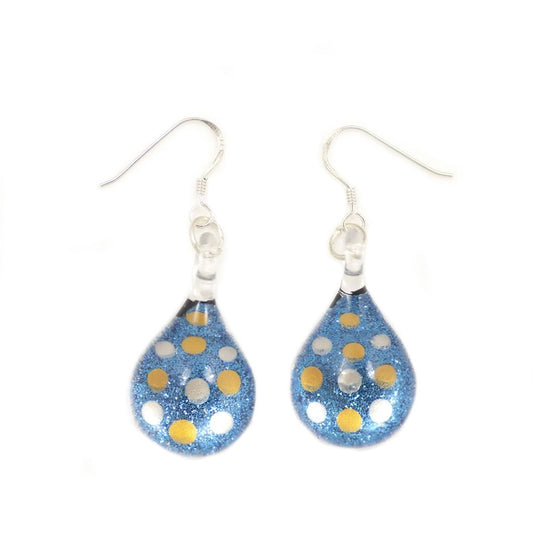 A beautiful hand-made lampwork glass earring individually painted. With sterling sliver hooks.