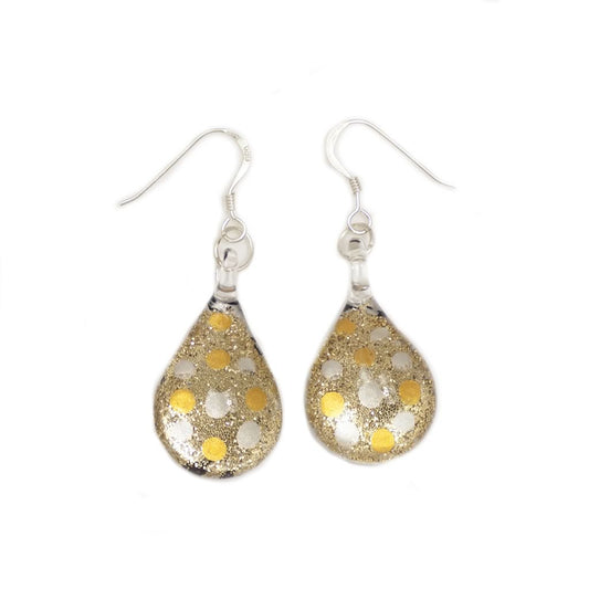 A beautiful hand-made lampwork glass earring individually painted. With sterling sliver hooks.