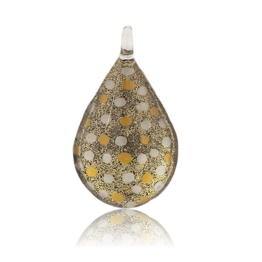 A beautiful hand-made lampwork glass pendant individually painted. Comes with a leather suede cord necklace.