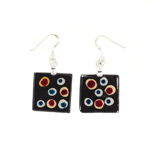 A beautiful hand-made lampwork glass earring individually painted. With sterling sliver hooks.