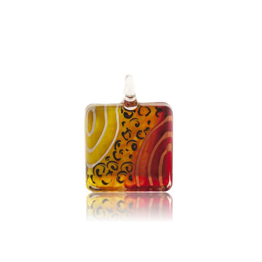 A beautiful hand-made lampwork glass pendant individually painted. Comes with a leather suede cord necklace.