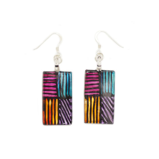 A beautiful hand-made lampwork glass earring individually painted. With sterling sliver hooks.