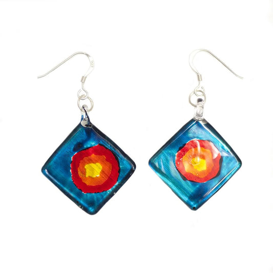 A beautiful hand-made lampwork glass earring individually painted. With sterling sliver hooks.