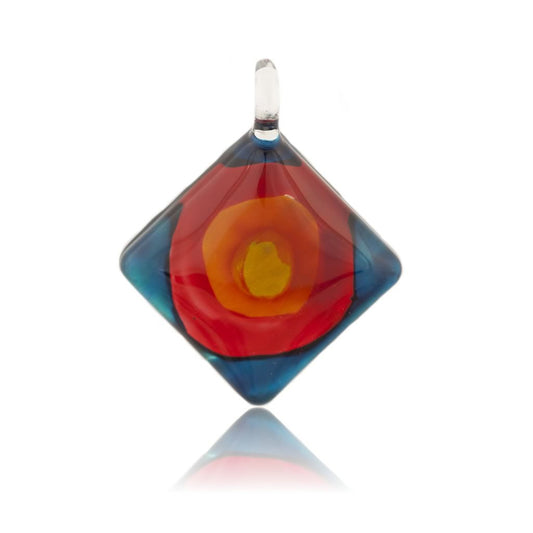 A beautiful hand-made lampwork glass pendant individually painted. Comes with a leather suede cord necklace.