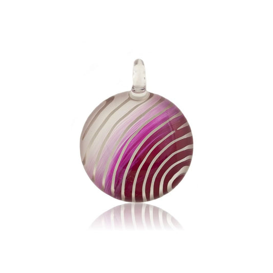A beautiful hand-made lampwork glass pendant individually painted. Comes with a leather suede cord necklace.