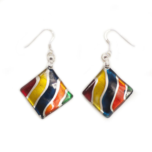 A beautiful hand-made lampwork glass earring individually painted. With sterling sliver hooks.
