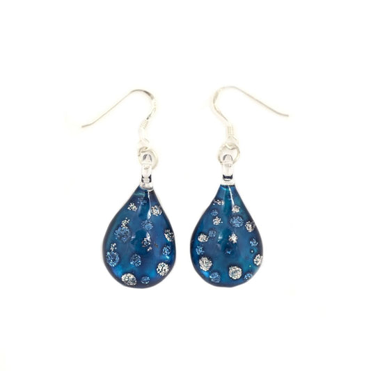 A beautiful hand-made lampwork glass earring individually painted. With sterling sliver hooks.