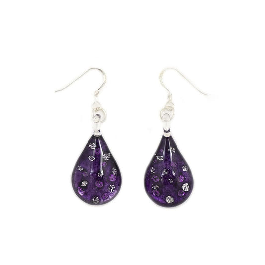 A beautiful hand-made lampwork glass earring individually painted. With sterling sliver hooks.