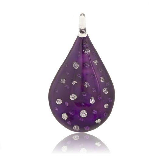 A beautiful hand-made lampwork glass pendant individually painted. Comes with a leather suede cord necklace.