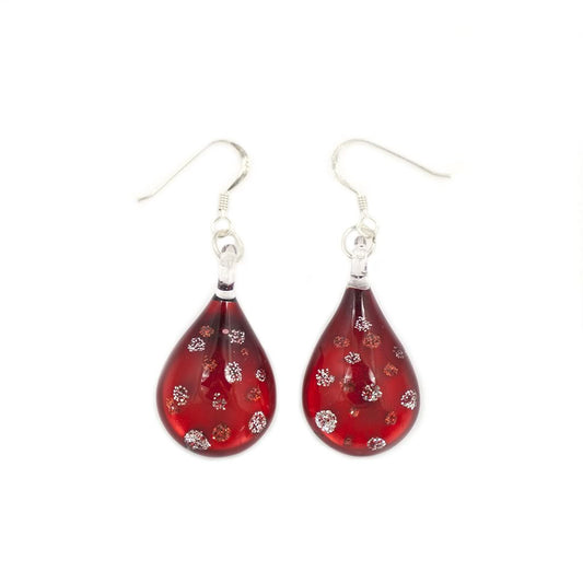 A beautiful hand-made lampwork glass earring individually painted. With sterling sliver hooks.