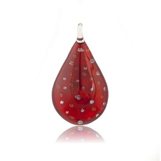 A beautiful hand-made lampwork glass pendant individually painted. Comes with a leather suede cord necklace.