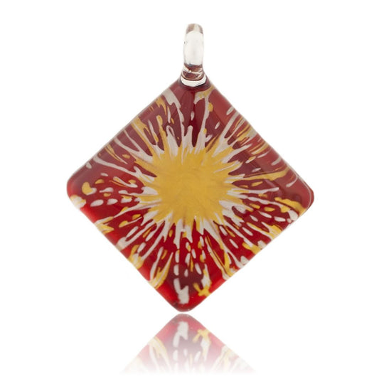 A beautiful hand-made lampwork glass pendant individually painted. Comes with a leather suede cord necklace.