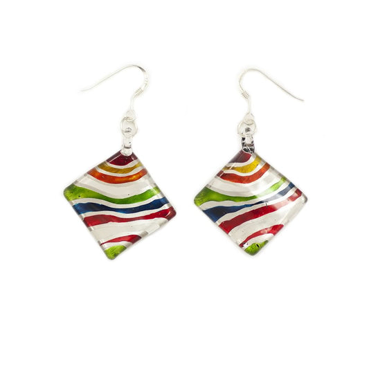 A beautiful hand-made lampwork glass earring individually painted. With sterling sliver hooks.