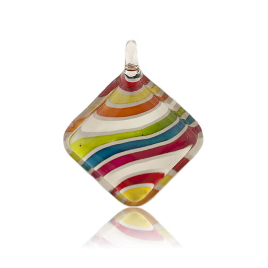 A beautiful hand-made lampwork glass pendant individually painted. Comes with a leather suede cord necklace.