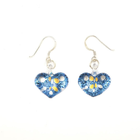 A beautiful hand-made lampwork glass earring individually painted. With sterling sliver hooks.