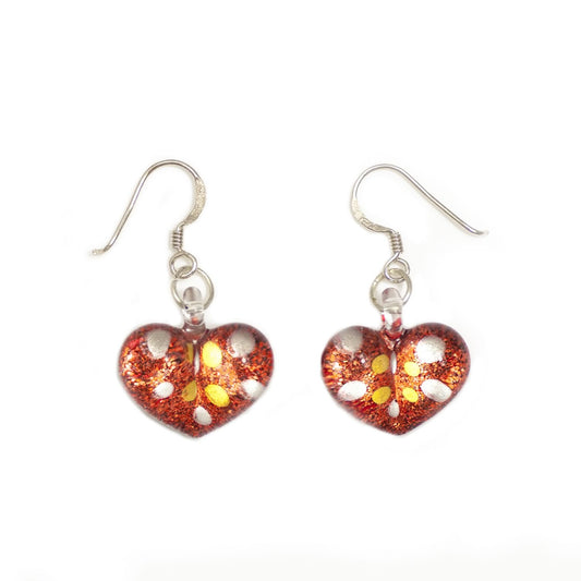 A beautiful hand-made lampwork glass earring individually painted. With sterling sliver hooks.