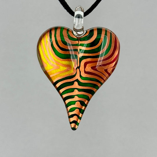 SWN574 Multi Coloured Glass Heart Pendant Necklace