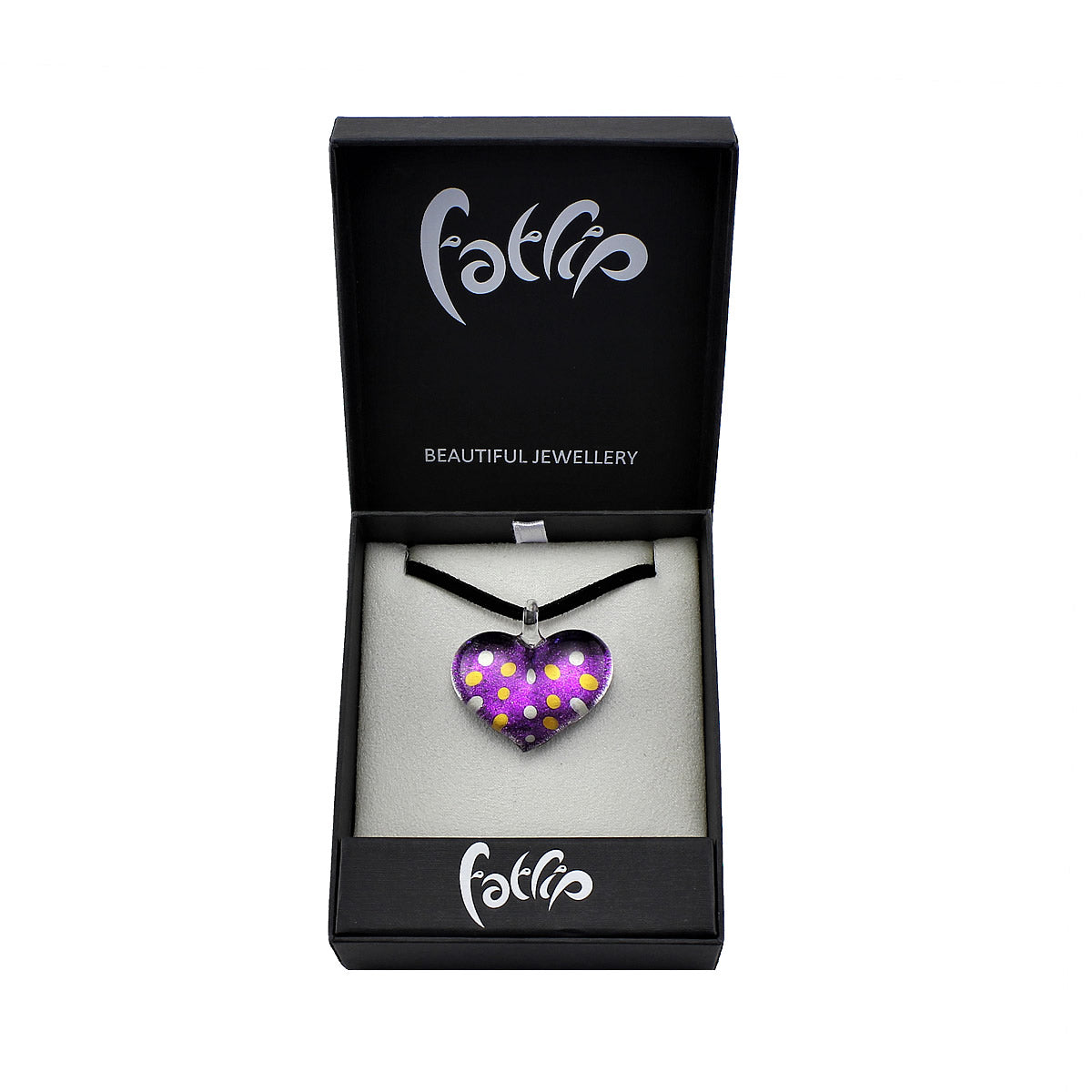 SWN517 - Purple Glass Heart Dotty Sparkle Pendant Necklace