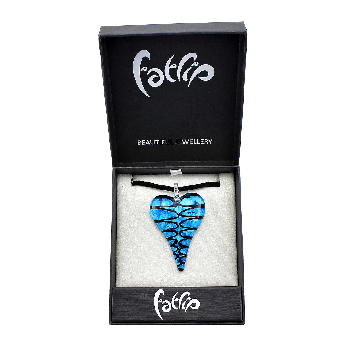 SWN553 - Blue Glass Heart Pendant Necklace