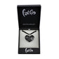 SWN572 - Black Glass Heart Silver Fleck Pendant Necklace