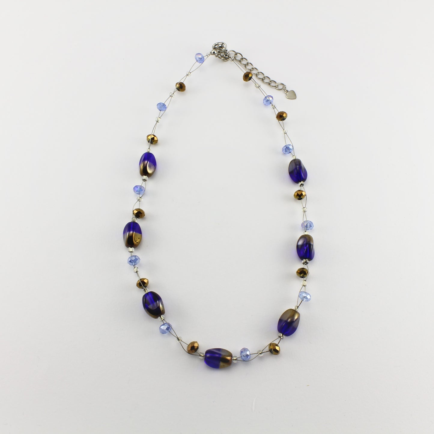 SWN0029BL - ALICE - Blue/Gold Glass Crystal Necklace