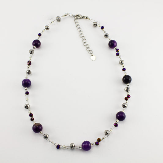 WSWN0013PU - EMMA - Purple Agate Stone Necklace