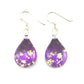 SWE558 - Purple Glass Teardrop Gold Fleck Drop Earring