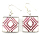 SWE560 - Burgundy Glass Square Drop Earring