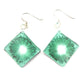 SWE564 - Green Glass Diamond Drop Earring