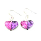 SWE569 - Pink Purple Glass Two-tone Heart Drop Earring