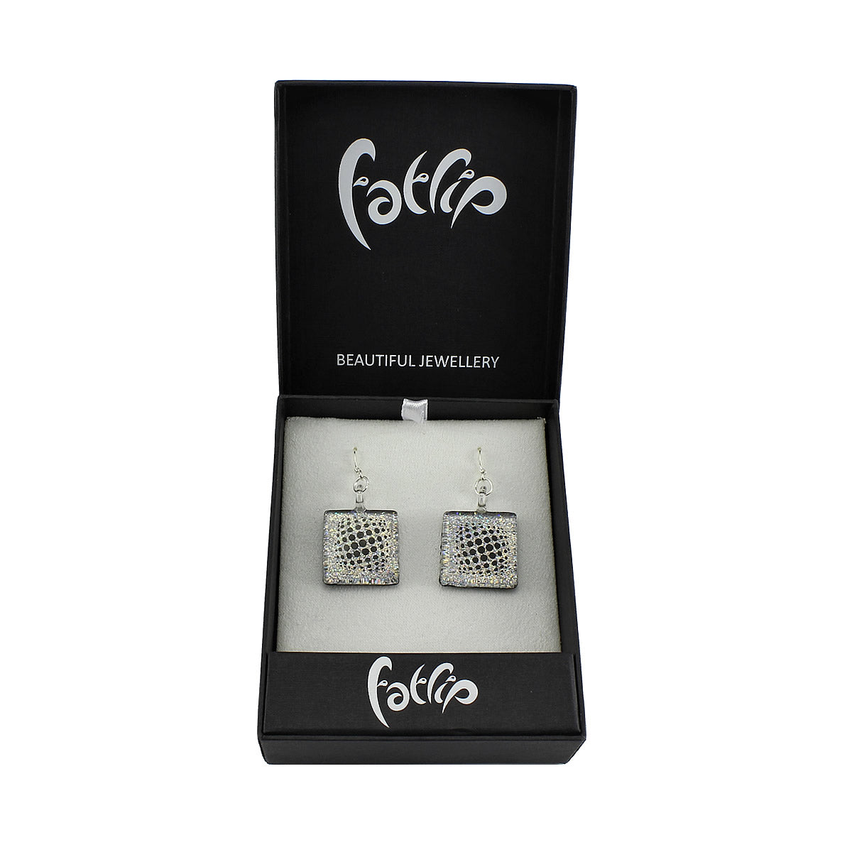 SWE562 - Black Glass Dotty Sparkle Drop Earring