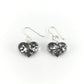 SWE572 - Black Glass Heart Sparkle Drop Earring