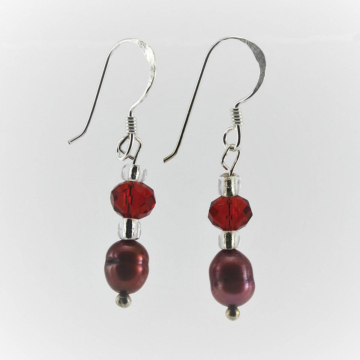 SWE0017RE - SOPHIE - Red Freshwater Pearl Drop Earrings