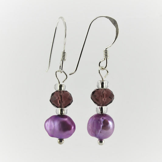 SWE0017PU - SOPHIE - Purple Freshwater Pearl Drop Earrings