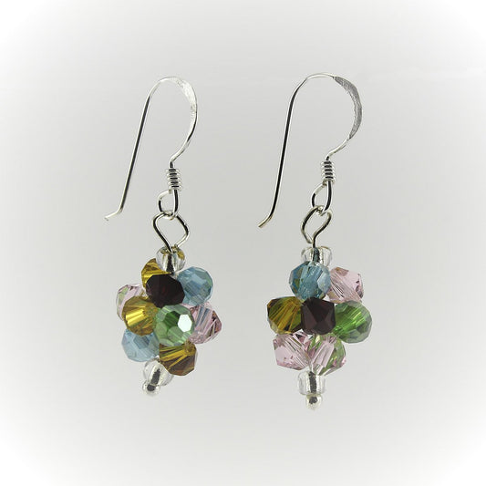 WSWE0008MU - OLIVIA - Multi Coloured Glass Crystal Drop Earrings