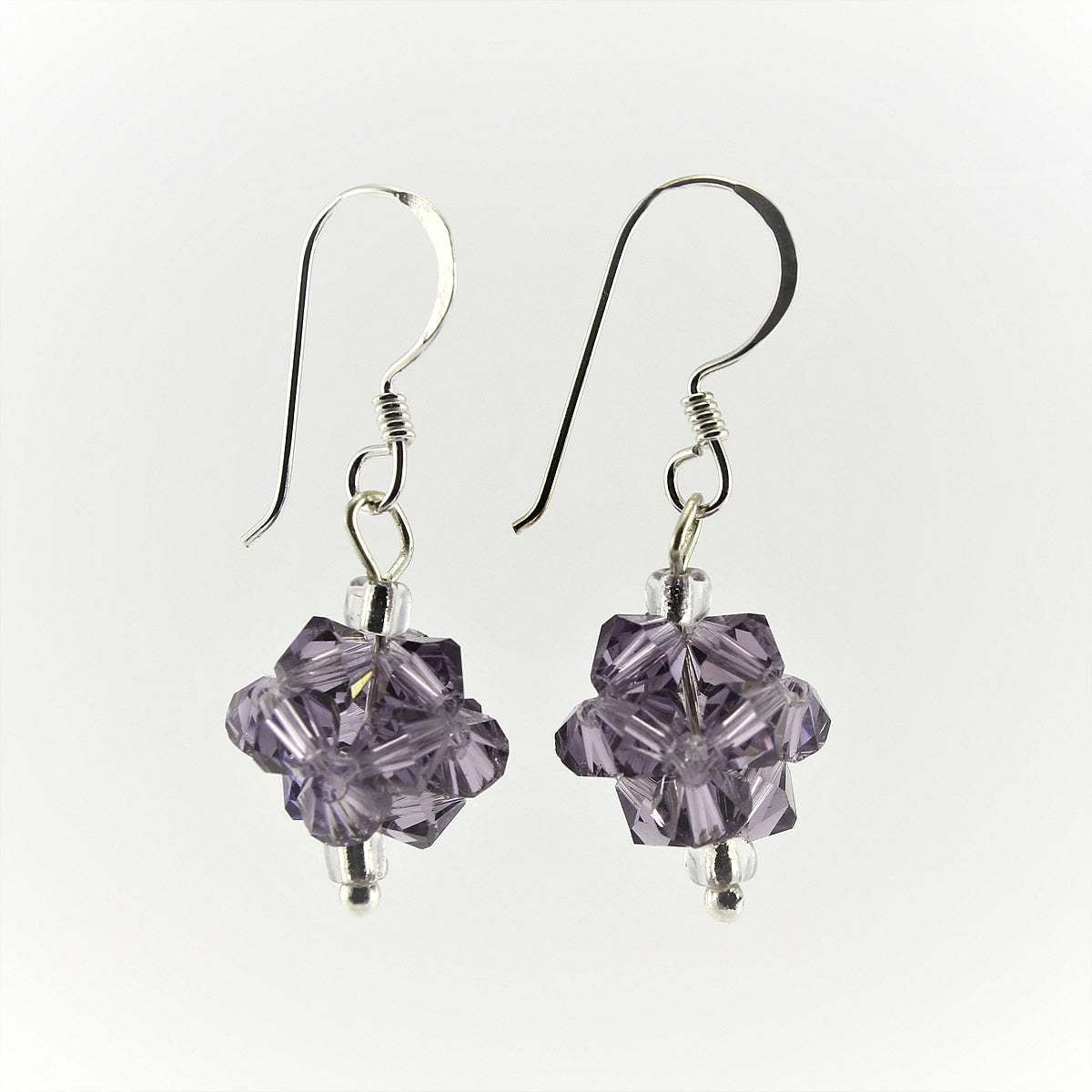 SWE0008PU - OLIVIA - Purple Glass Crystal Drop Earrings