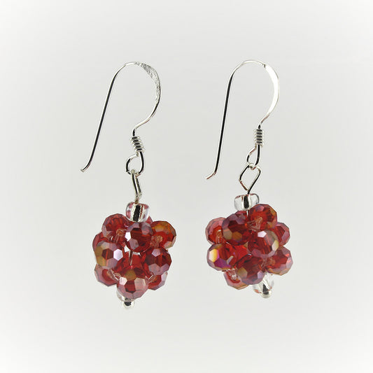 SWE0008RE - OLIVIA- Red Glass Crystal Drop Earrings