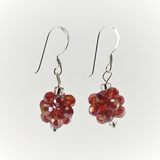 WSWE0008RE - OLIVIA- Red Glass Crystal Drop Earrings