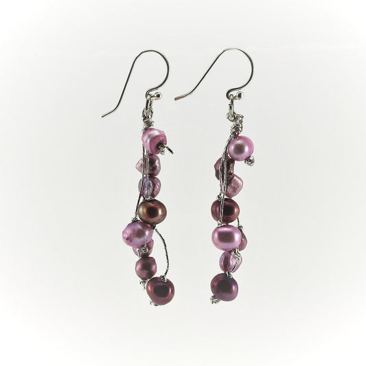 SWE0050PU - MILLY - Purple Freshwater Pearl Drop Earrings
