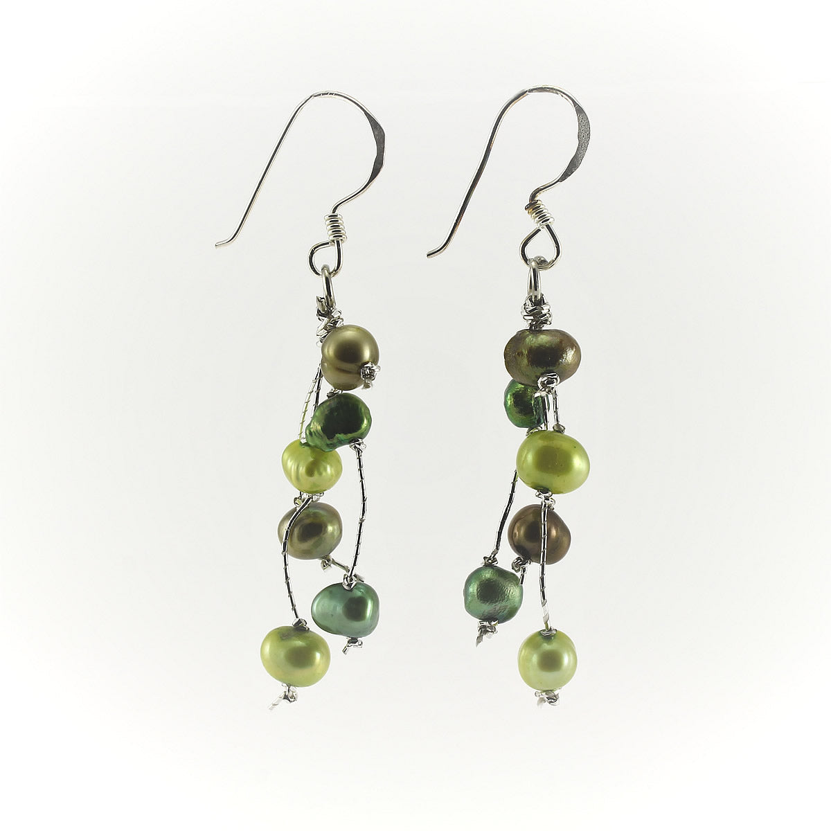 SWE0050GN - MILLY - Olive Green Freshwater Pearl Drop Earrings