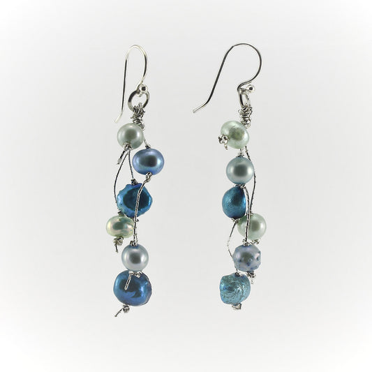 SWE0050BL - MILLY - Blue Freshwater Pearl Drop Earring